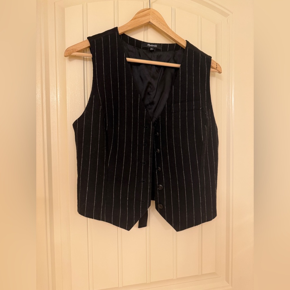 Madewell Black Pinstripe Button-Front Women's Vest